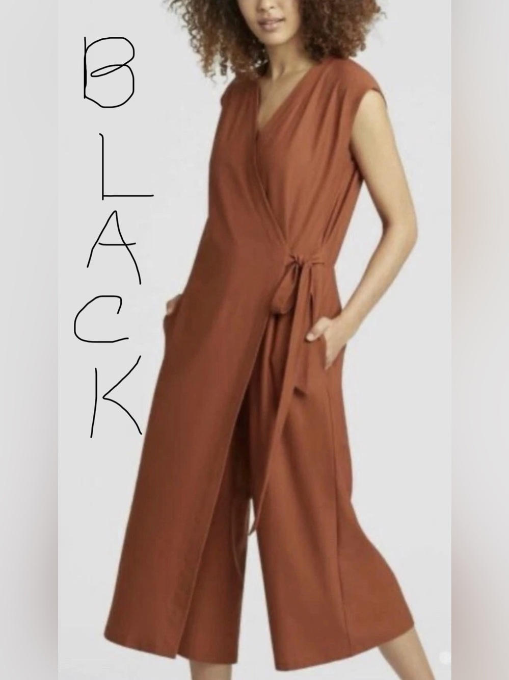BLACK Eileen Fisher Wrap Culotte Jumpsuit 
MP